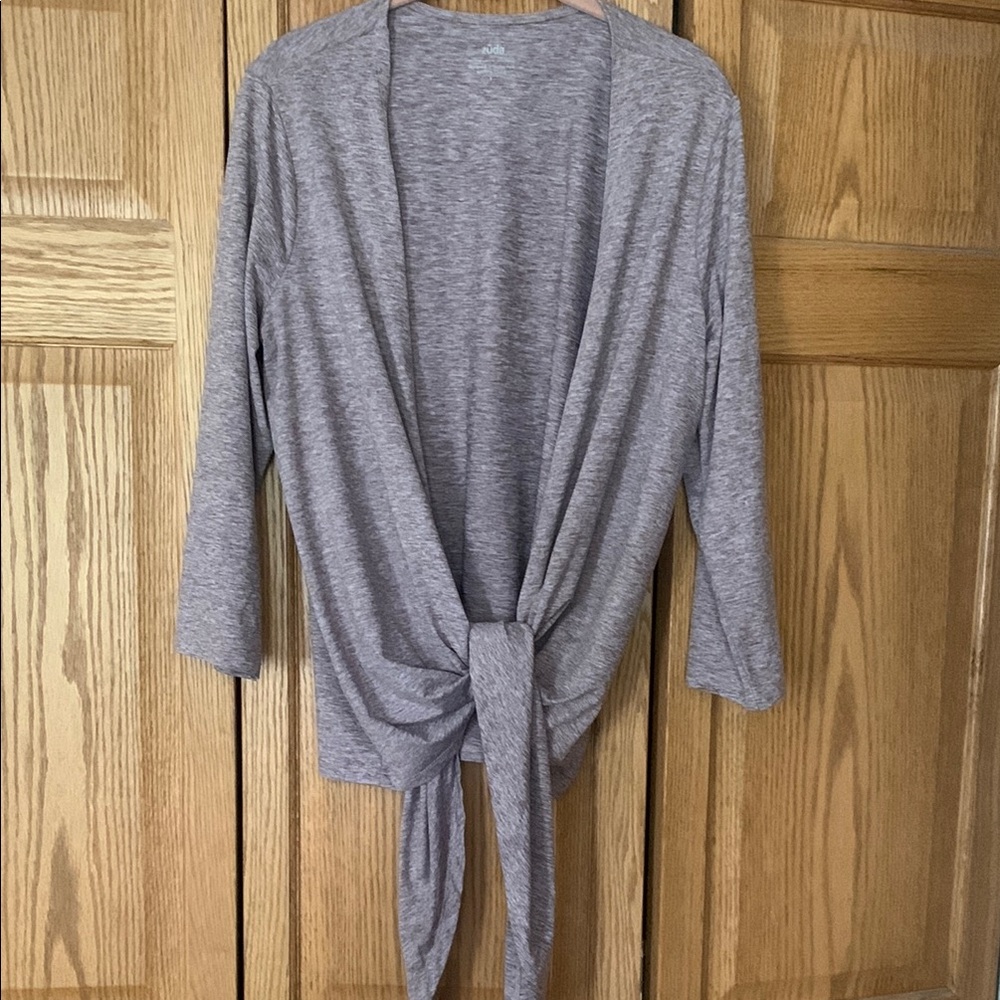 Zuda mauve Tie-Front Long Sleeve Top